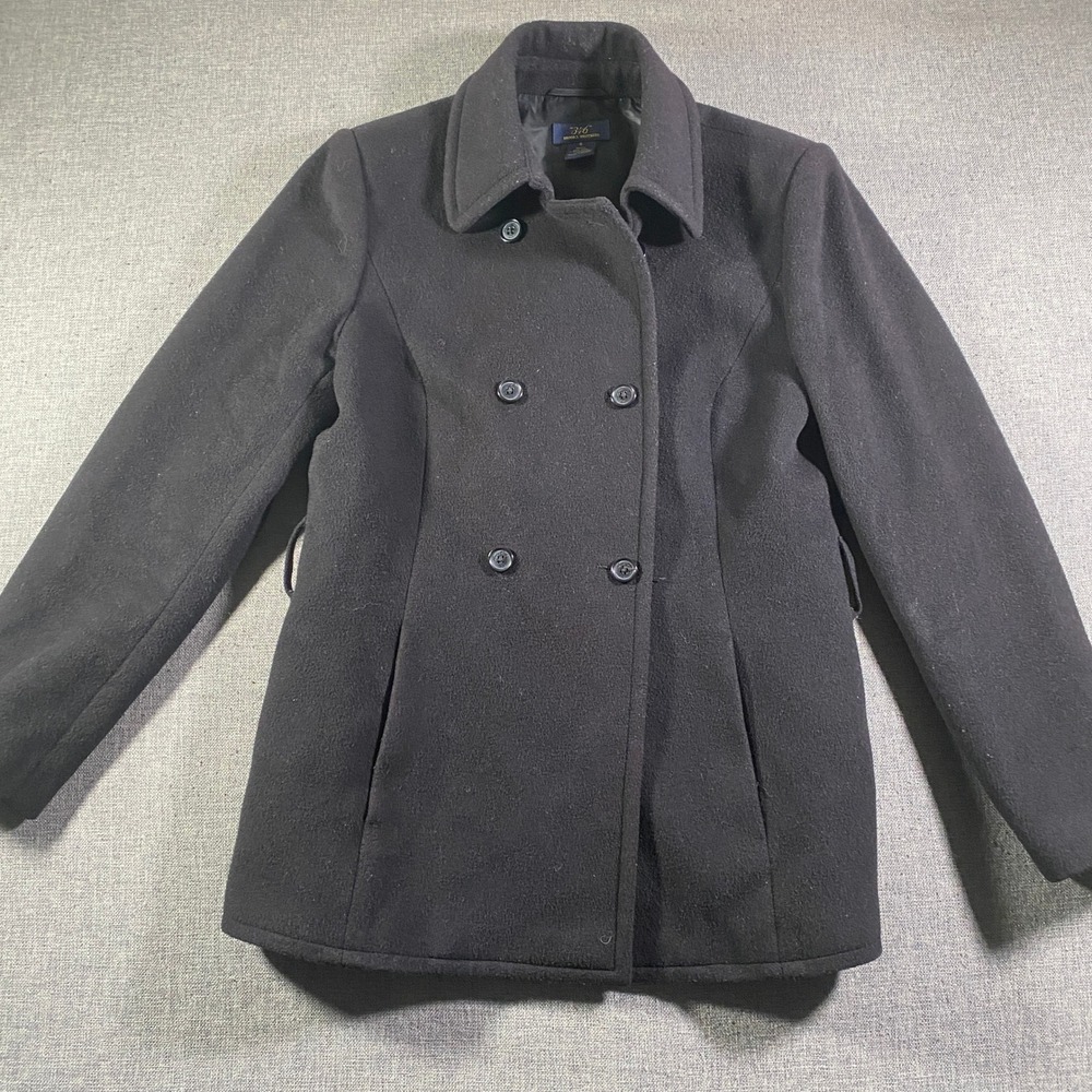 Brooks Brothers 346 Womens 6 Black Wool Cashmere Double Breasted Peacoat Lined